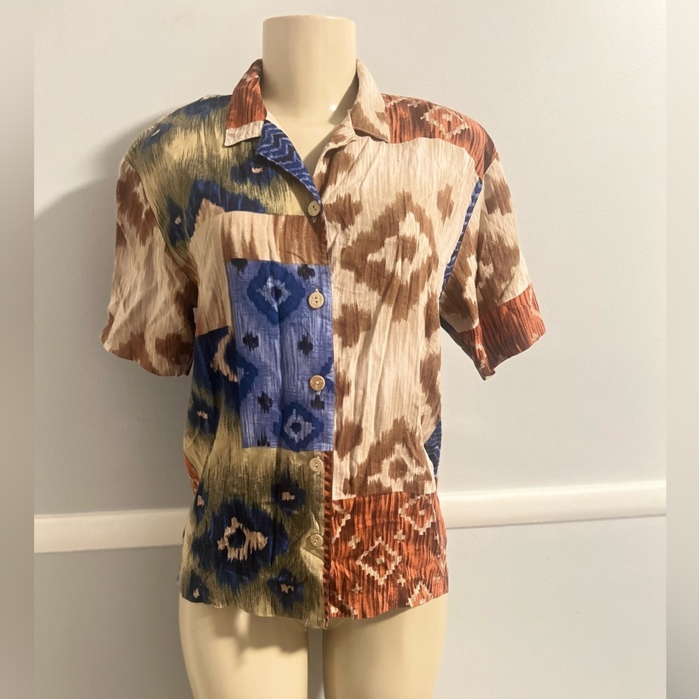 Vtg Teddi women’s Multicolor Casual Button Down Shirt